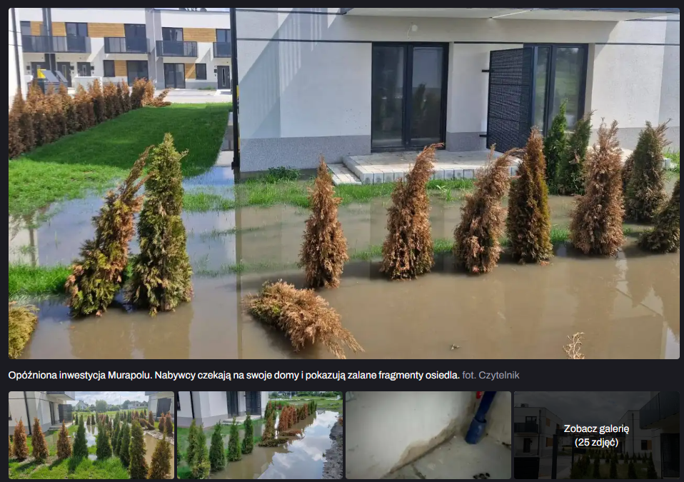 zdjęcia podtopień gruntów inwestycji deweloperskiej Murapol we Wrocławiu